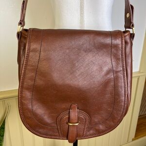VTG Talbots NWT Brown Leather Saddle Purse Boho Western Shoulder Bag Classic